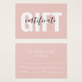 Trendy Girly Blush Pink Business Gift Certificate (正面&裏面)