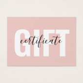 Trendy Girly Blush Pink Business Gift Certificate (正面)