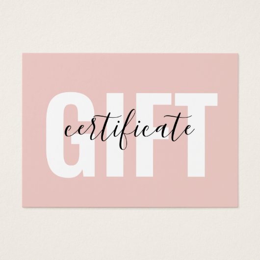 Trendy Girly Blush Pink Business Gift Certificate (正面)