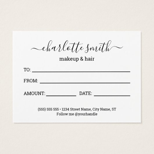 Trendy Girly Blush Pink Business Gift Certificate (裏面)