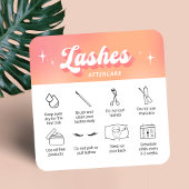 Trendy Girly Peach Lash Extensions Aftercare Cards スクエア名刺