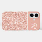 trendy girly Soft Blush Sparkle Monogram name Case-Mate iPhoneケース (裏面 (横))