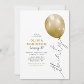 Trendy Gold Balloon 30th Birthday 招待状 (正面)