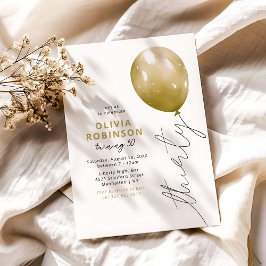 Trendy Gold Balloon 30th Birthday 招待状