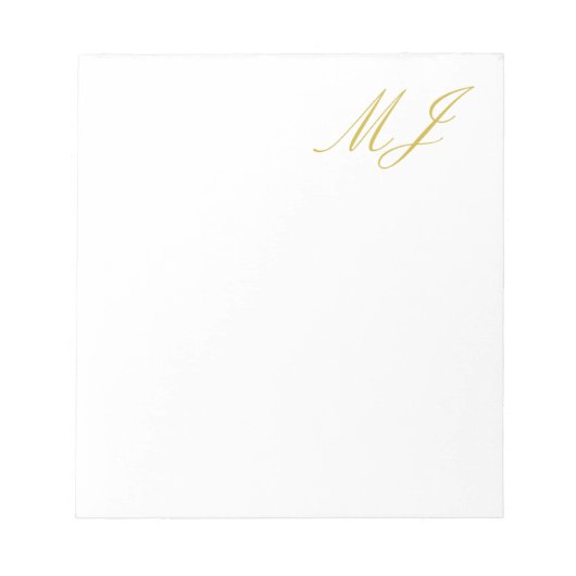 Trendy Gold Color Monogram Minimalist Modern ノートパッド (正面)