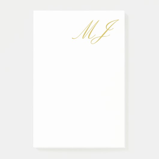 Trendy Gold Color Monogram Minimalist Modern ポストイット (正面)