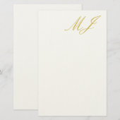Trendy Gold Color Monogram Minimalist Modern 便箋 (正面/裏面)