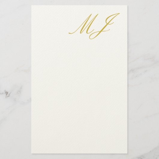 Trendy Gold Color Monogram Minimalist Modern 便箋 (正面)