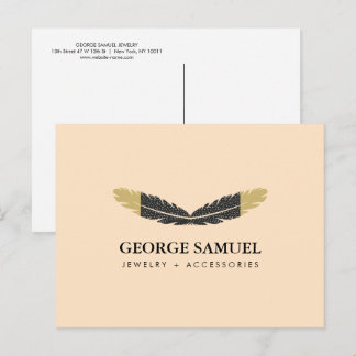 Trendy Gold Dipped Boho Feather Designer Pink  ポストカード