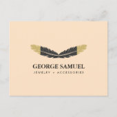 Trendy Gold Dipped Boho Feather Designer Pink  ポストカード (正面)