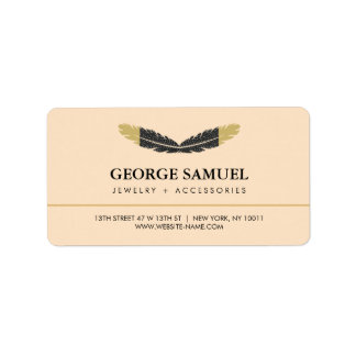 Trendy Gold Dipped Boho Feather Designer Pink  ラベル