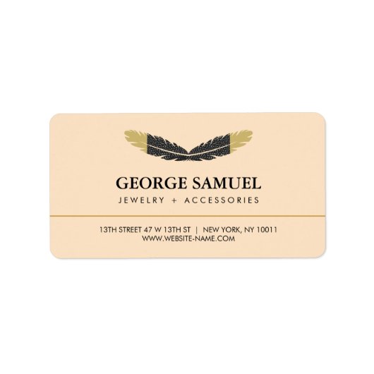 Trendy Gold Dipped Boho Feather Designer Pink  ラベル (正面)