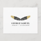 Trendy Gold Dipped Boho Feather Designer White ポストカード (正面)
