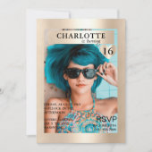 Trendy Gold Magazine Cover-Photo Inspirierte 招待状 (正面)