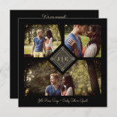 Trendy Golden Effect Lace Sophisticated Wedding セーブザデート (正面/裏面)