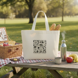  Trendy graphic print black and white tote bag ラージトートバッグ