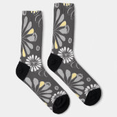 Trendy Gray and Yellow Floral ソックス (右)