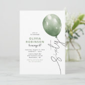 Trendy Green Balloon 60th Birthday 招待状 (スタンド正面)