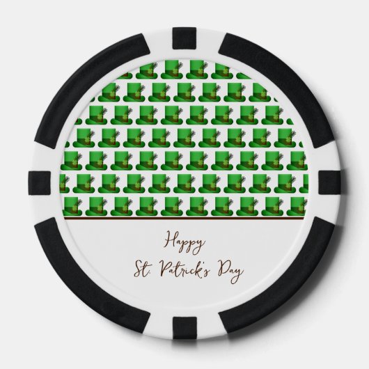 Trendy Green Hats Pattern St. Patrick's Day ポーカーチップ (正面)