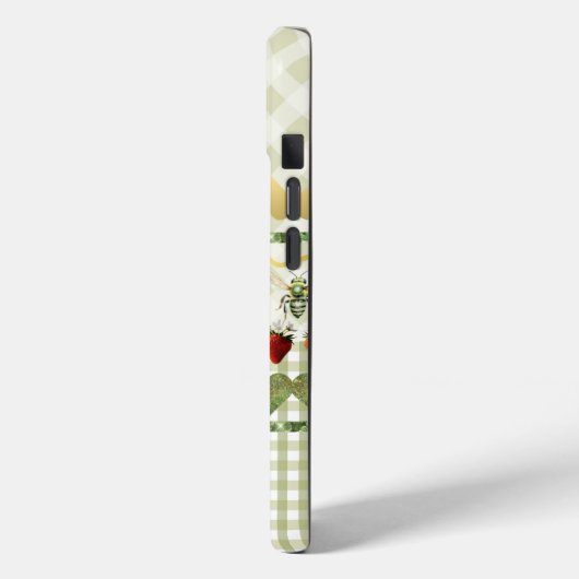 Trendy Green Plaid and Checks Bees Hearts Monogram Case-Mate iPhoneケース (裏面 / 左)