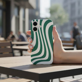 Trendy Green Wavy Line Case for iPhone 16 & iPad  iPhone 16ケース