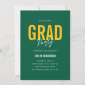 Trendy Green Yellow 3 Photo Graduation Party 案内状 (裏面)