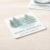 Trendy Greenery Elegant Winter Holiday Party スクエアペーパーコースター (アングル)