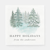 Trendy Greenery Elegant Winter Holiday Party スタンダードランチョンナプキン (正面)