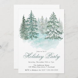 Trendy Greenery Elegant Winter Holiday Party 招待状