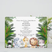 Trendy Greenery Jungle Safari Animals Baby Shower 招待状 (スタンド正面)