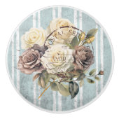 Trendy grunge stripes Frenchy artwork Floral セラミックノブ (正面)