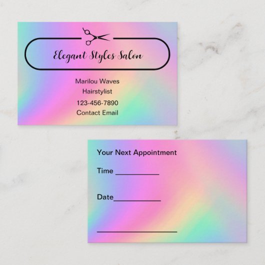 Trendy Hairstylist Appointment Business Cards 名刺 (正面/裏面)