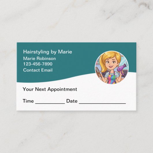 Trendy Hairstylist Appointment Cards 予約カード (正面)