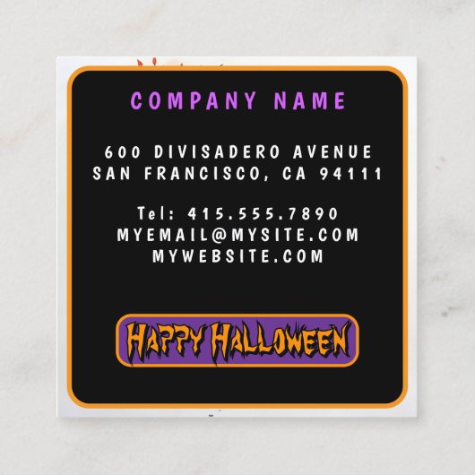 Trendy Halloween Spooky Cute Collection スクエア名刺 (裏面)