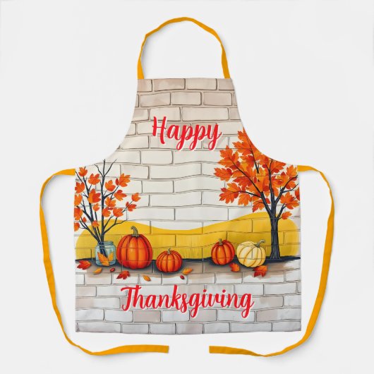 Trendy Happy Thanksgiving Beautiful Fall エプロン (正面)