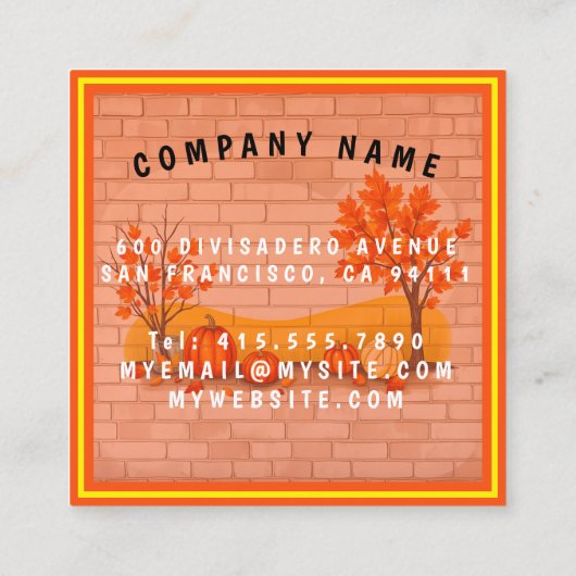 Trendy Happy Thanksgiving Beautiful Fall スクエア名刺 (裏面)