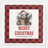 Trendy highland cow buffalo style Xmas napkins (正面)