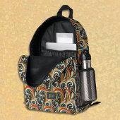 Trendy Hip Retro Orange Deep Teal Swirls Monogram  プリントバックパック