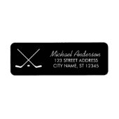 Trendy Hockey Sticks and Puck Return Address ラベル (正面)