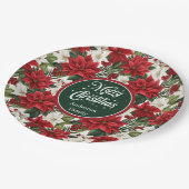 Trendy Holiday Red Poinsettia Paper Plates Chic  ペーパープレート (アングル)