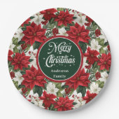 Trendy Holiday Red Poinsettia Paper Plates Chic  ペーパープレート (正面)