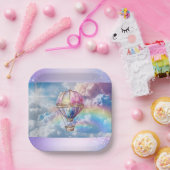 Trendy Holographic Hot Air Balloon Paper Plate ペーパープレート (パーティー)