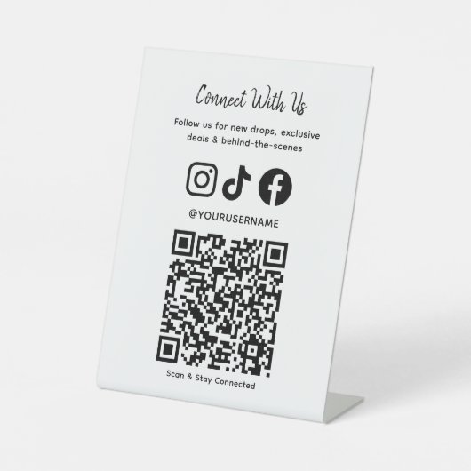 Trendy Holographic QR Code | Connect With Us  台座サイン (正面)