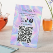 Trendy Holographic QR Code | Connect With Us 台座サイン (インサイチュ)