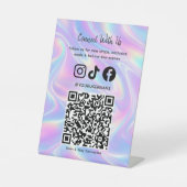 Trendy Holographic QR Code | Connect With Us 台座サイン (正面)