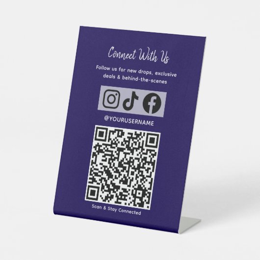 Trendy Holographic QR Code | Connect With Us  台座サイン (正面)