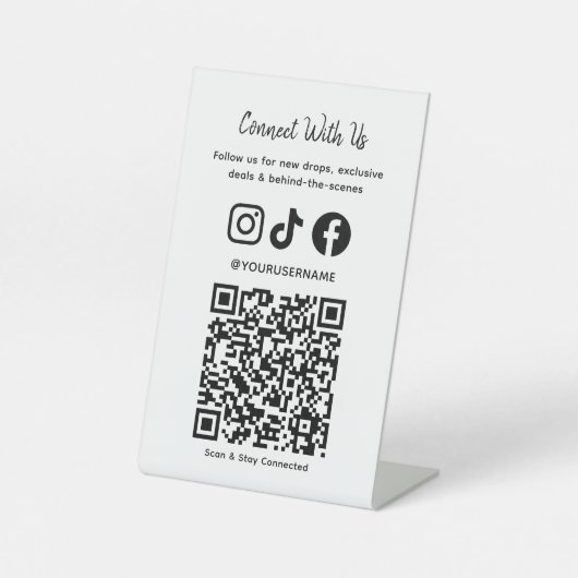 Trendy Holographic QR Code | Connect With Us  台座サイン (正面)