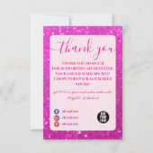 Trendy Hot Pink Glam Design サンキューカード (正面)