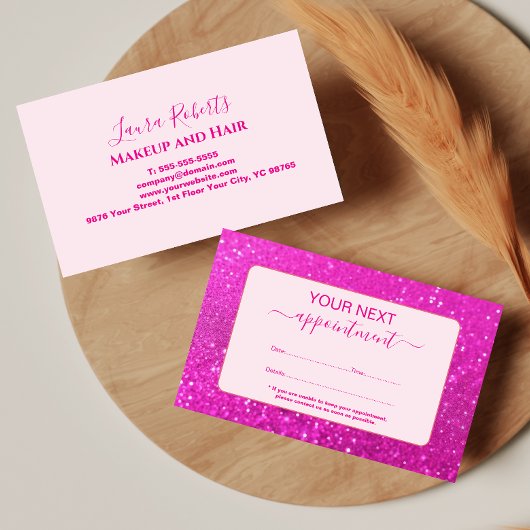 Trendy Hot Pink Glam Design 予約カード