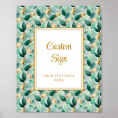 Trendy Hunter Green Gold Foliage Wedding Custom   ポスター (正面)